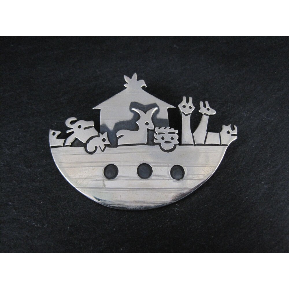 Vintage Noahs Ark Brooch Pendant Mexican Sterling Silver